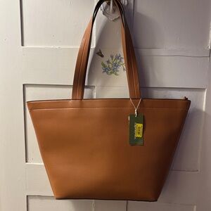 Vera Bradley Tan Faux Leather Tote Bag NWT